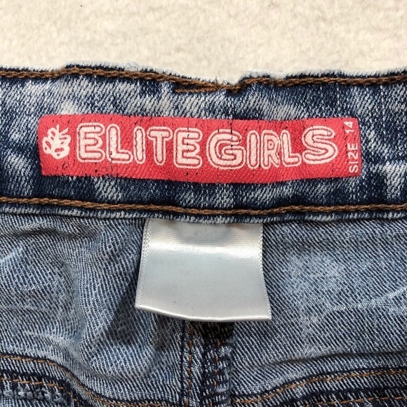 Elite Girls Skinny Jeans Size 14 Extreme Acid Wash Dyed Blue Hippie Torn Ripped - Picture 10 of 10